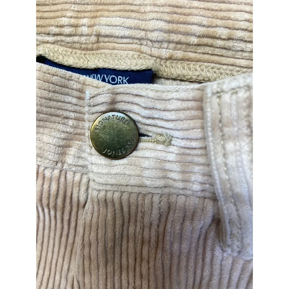 Jones New York‎ Signature Corduroy Pants Womens 2P Tan Fair Straight Leg Petite